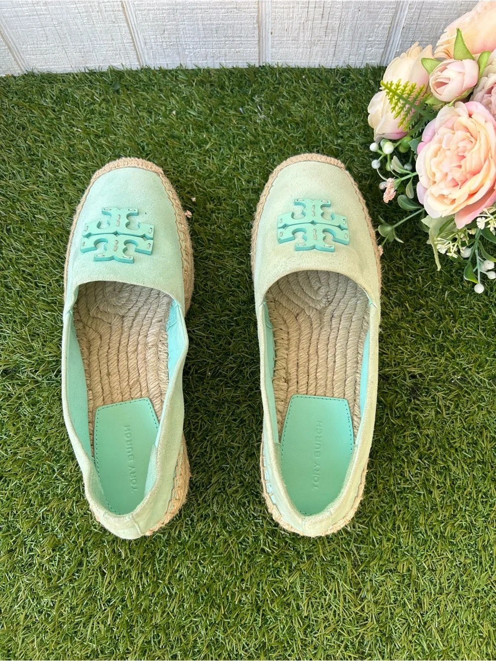 TORY BURCH Everly Platform Espadrille - Sea Bubble Suede size 7 new/no box